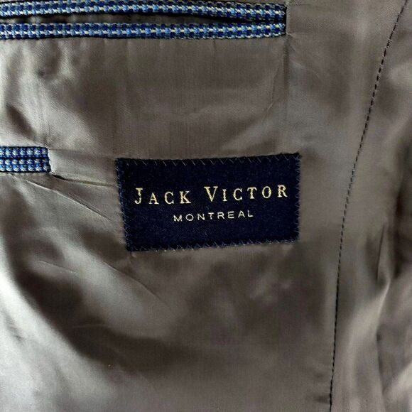 Jack Victor Lanzawood SPJ Wool 3 Button Sport Coat 42R Blue Tan Check - Picture 7 of 10
